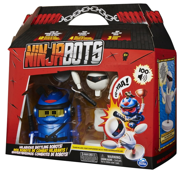 Ninja Bots 1 Pack Hilarious Battling Robot Blue with 3 Weapons
