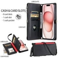 thumbnail image 4 of ELEHOLD for iPhone 13 Case,  Full Body Protection Crossbody Flip Zipper Credit Card Slot Wallet Case Kickstand Shockproof Leather Case with Shoulder Strap and Wrist Strap, Black, 4 of 12
