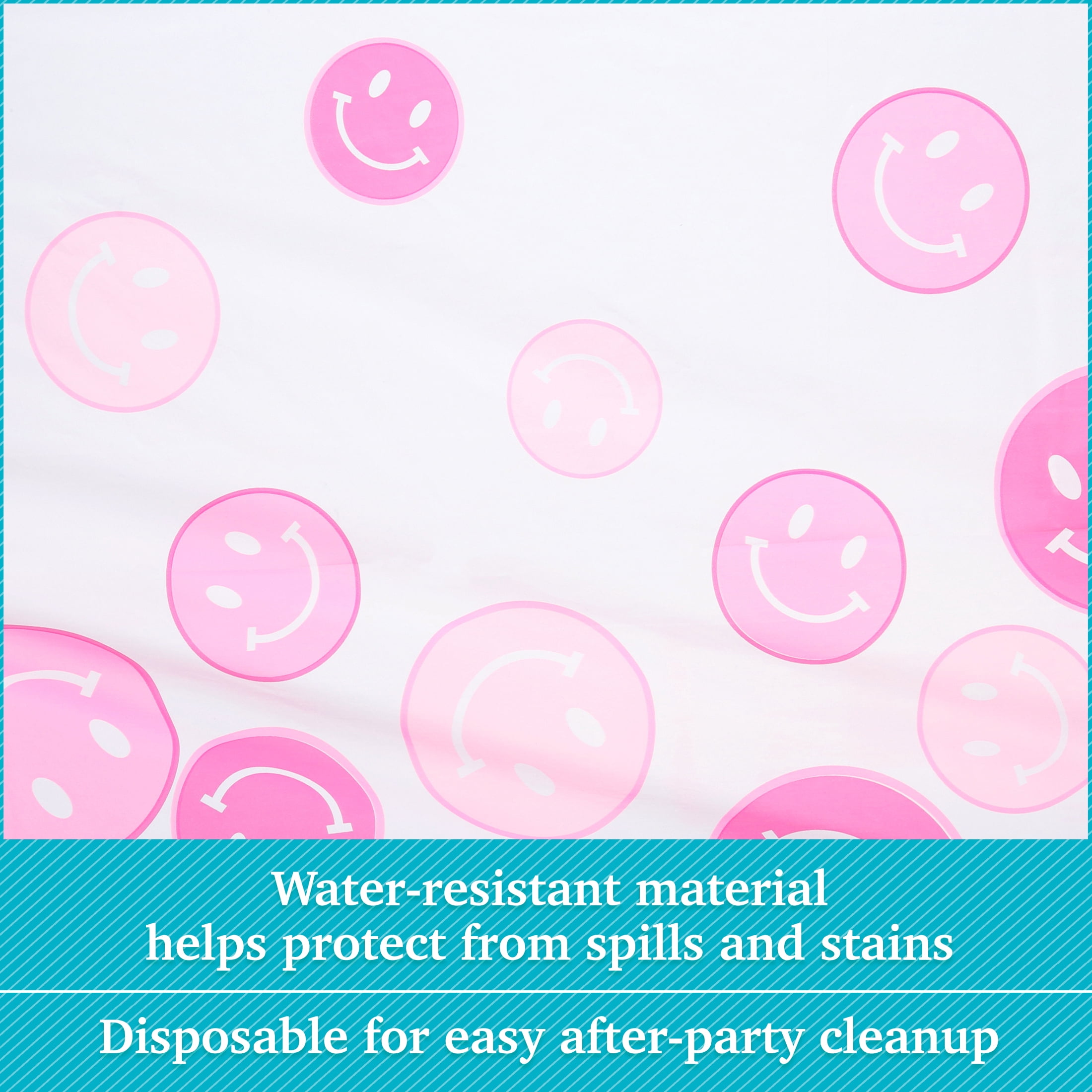 Way to Celebrate! Cheerful Pink Plastic Party Tablecloth, 84 x 54in