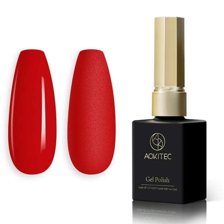 Aokitec 0.5oz Holiday Red Gel Nail Polish Soak Off Base Top Coat Nail Art UV/LED Varnish