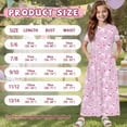 thumbnail image 7 of Uourmeti Girls Summer Maxi Dress Pink Puppy Print Short Sleeve Crew Neck Casual Loose Flowy Tiered Dresses with Pockets, Size 11-12 Years, 7 of 7
