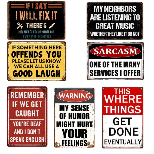 Letreros de metal Urnjkfo para hombre, decoración vintage de 20 x 30 cm, 7 unidades