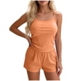 thumbnail image 2 of Cagogo Women's 2 Piece Tank Top Shorts Set Casual Summer Cruise Outfits Scoop Neck Sleeveless Tops Elastic Waisted Pants Matching Lounge Sets Airport Travel Clothes, Orange M, 2 of 5