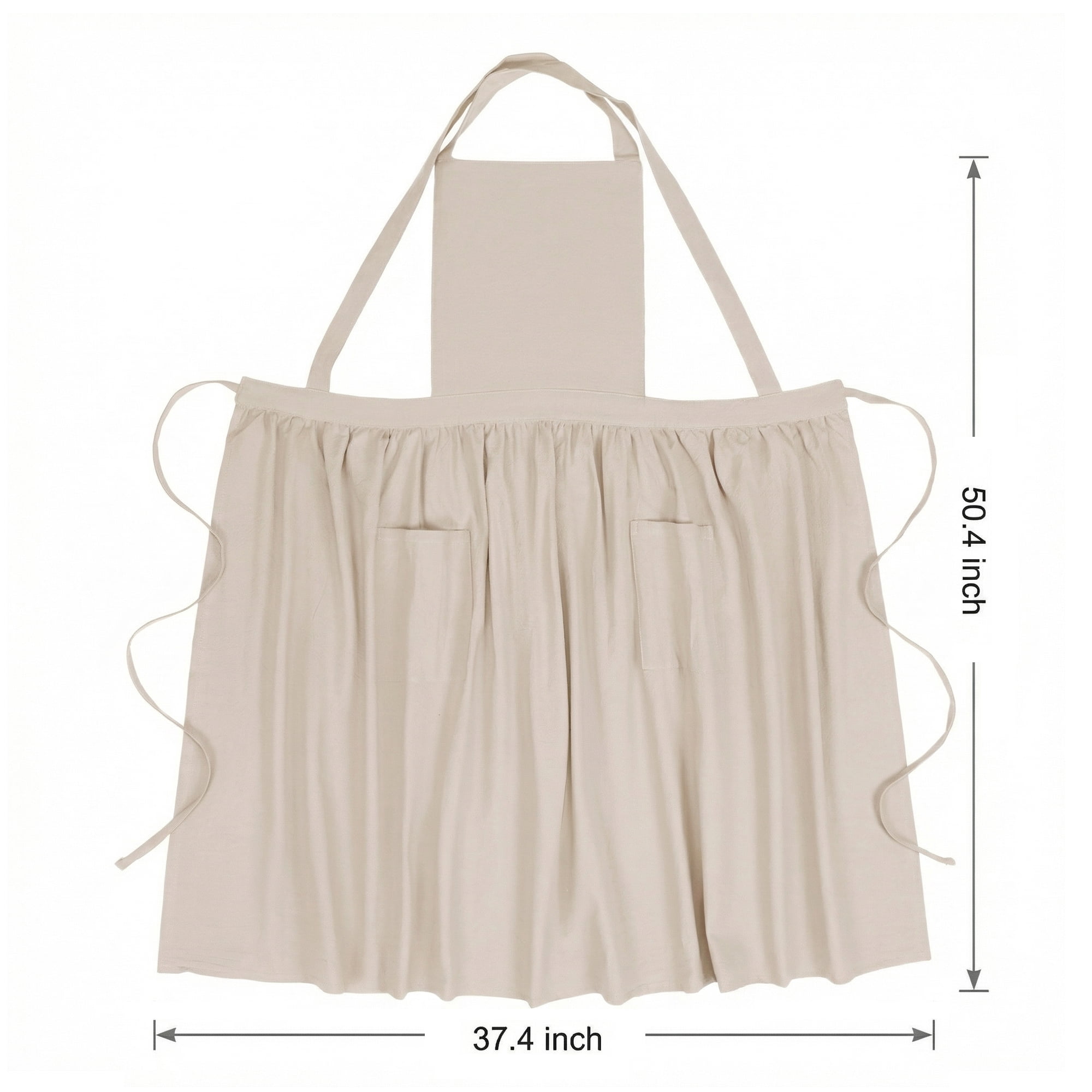 Unique Bargains Women's Kitchen Apron Long Waist Cooking Apron 37.4x50.4in Cream