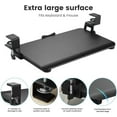 thumbnail image 5 of Keyboard Tray Under Desk, Slide Out Computer Keyboard & Mouse Tray with C Clamp-on Mount Easy to Install,24" W（Including Clamps） X 12"D Small Size,Black, 5 of 8