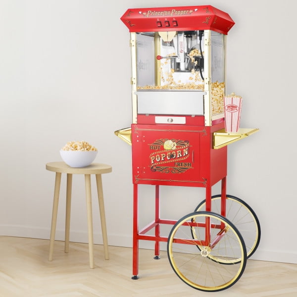 Great Northern Popcorn 8oz Princeton Popcorn Machine with Cart, Red