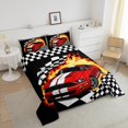 thumbnail image 4 of Erosebridal Cartoon Racing Car Bedding Sets Queen with Comforter, Checkered Flag Duvet Insert, Geometric Decor, Reversible 3pcs, 4 of 7