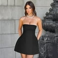 thumbnail image 4 of Sexy A-Line Dress Women's Summer New Solid Sexy Sleeveless Off Shoulder Bodycon Dresses Fashion Elegant Club Party Lady Dresses, 4 of 9