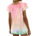 thumbnail image 4 of Women Tops under $5! Cagogo Summer Tops for Women Floral/Gradient Color Dressy Trendy V Neck Plus Size T-shirts Loose Fit Ruffle Short Sleeve Boho Tunic Tops Outfits, 4 of 5