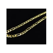Yellow Gold Finished Sterling Silver 3MM Figaro Link Chain Necklace 18"-28"