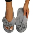 thumbnail image 4 of Lovskoo 2024 Fuzzy Slippers for Women Open Toe Warm Cute Fleece Soft Soled Cotton Shoes House Slippers for Women Indoor Gray, 4 of 9