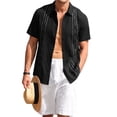 thumbnail image 2 of Print Men Short Sleeve Turn-Down Collar Casual Blouse Tops, 2 of 5