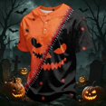 thumbnail image 4 of Halloween Shirts for Men Short Sleeve T-Shirts Pumpkin Bat All Over Pumpkin Print Novelty Spooky Holiday Tops Saffron 3XL, 4 of 7