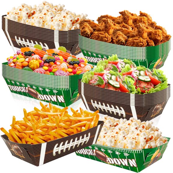 36Pcs Football Party Paper Food Trays Set – Football Snack Trays & Food Trays, Perfect for Football Party Decorations & Football Birthday Supplies