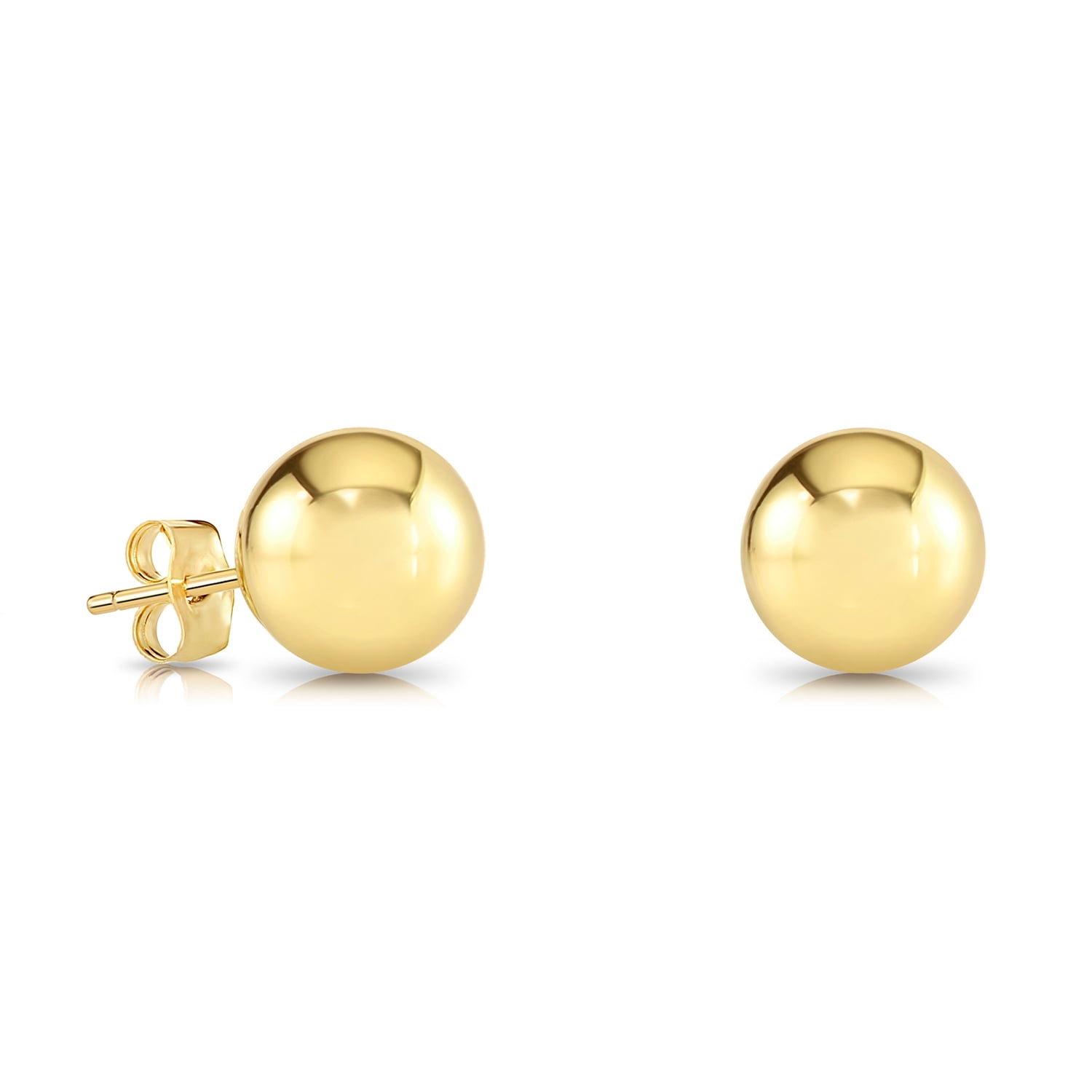  14k Yellow Gold Ball Stud Earrings with Secure Screw-backs  (3mm): Clothing, Shoes & Jewelry