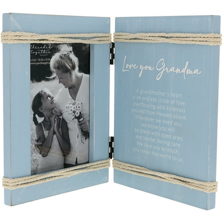 Pavilion Gift Company - Love You Grandma - 5.5" x 7.5" Hinged Sentiment Frame (Holds 4" x 6" Photo)