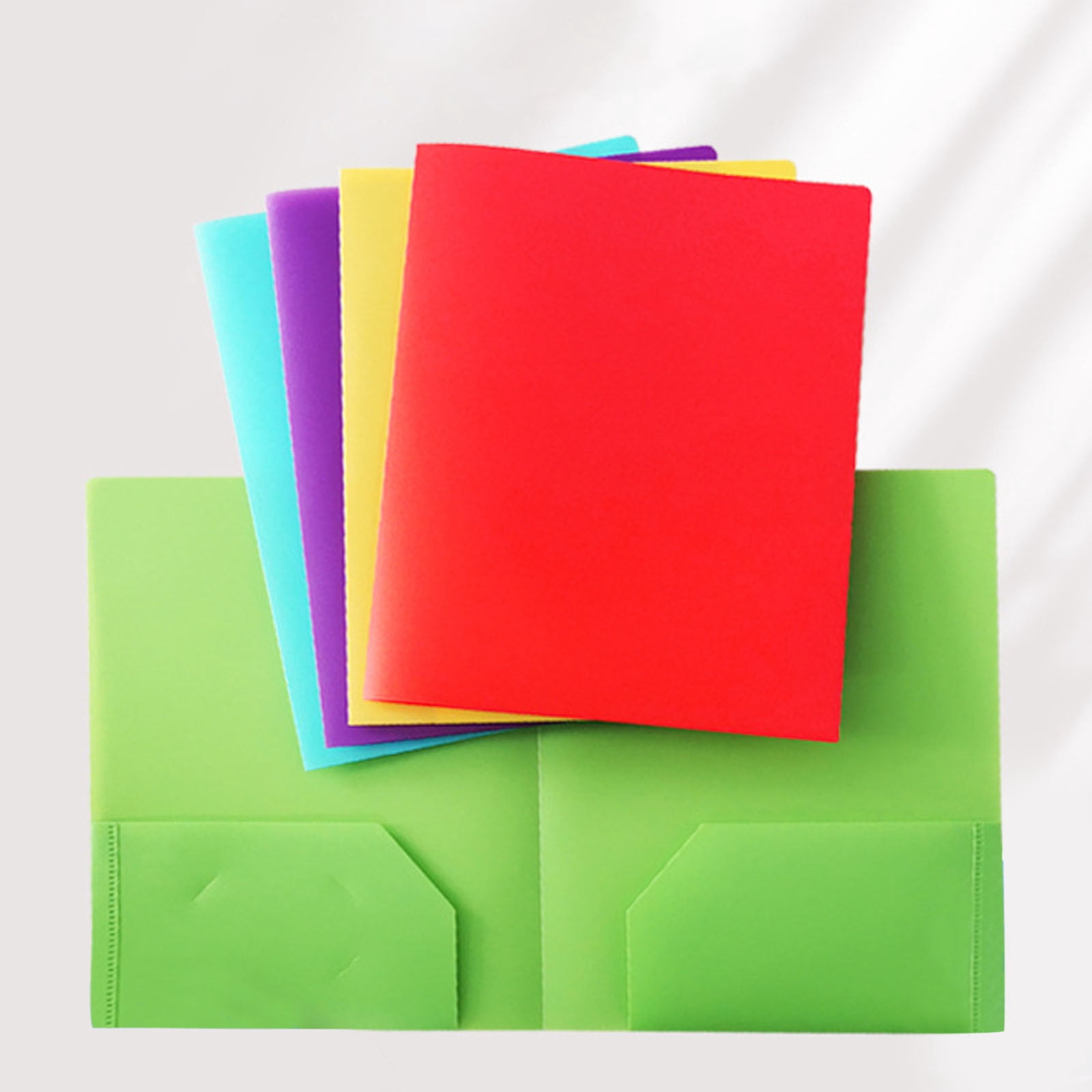 5-Pack Folders with Pockets & Tabs - Pastel Colored 2-Pocket Folders, 3-Hole Punched for Binders, Waterproof School & Office Supplies with Subject/Blank Labels