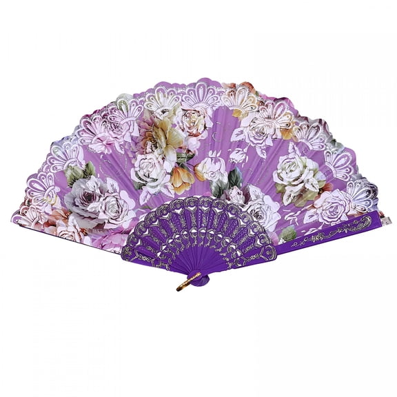 ACDANC Hand Fans for Women Foldable,Dance Wedding Party Lace Silk Folding Hand Flower Fan