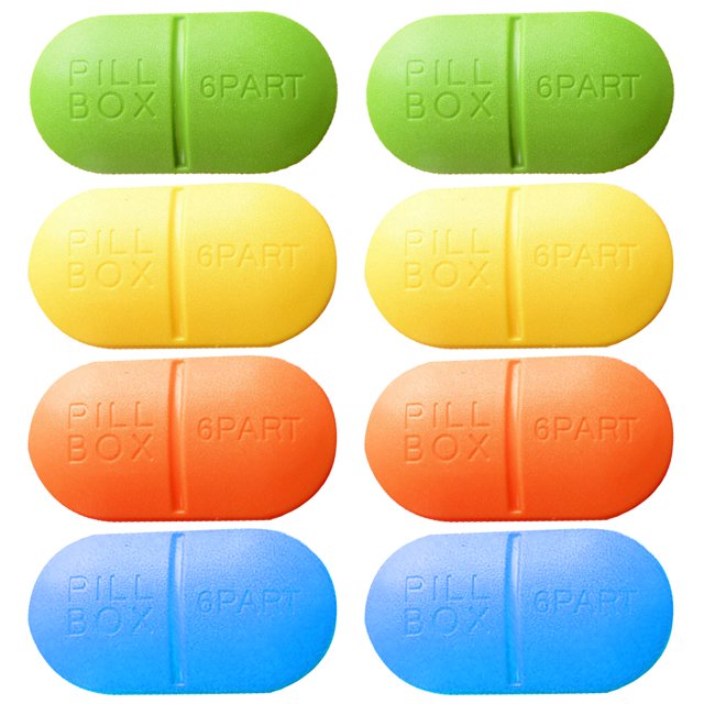 Coofit 8PCS Pill Case Portable 6 Grids Plastic Pill Organizer Pill Box for Traveling