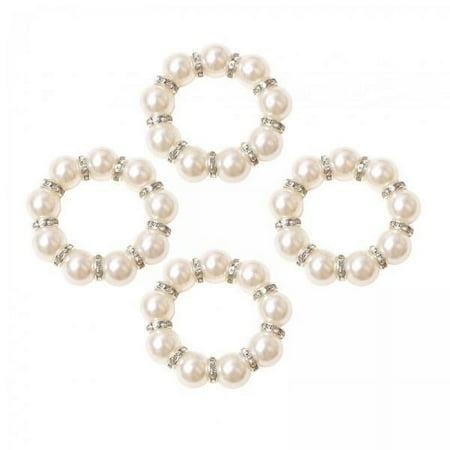 

CUTICATE 5x4Pc Rhinestone Serviette Buckles Cloth Napkins Holder Bar Bead Napkin Rings