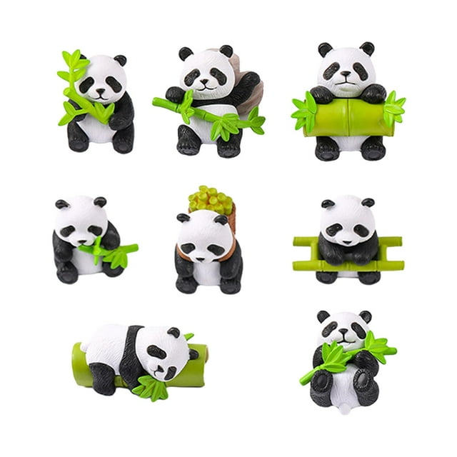 8 Uds Panda Sunnimix con Estatua de bambú Adorno de jardín en Miniatura para Sala de Estar