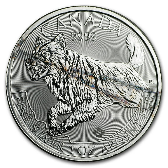2018 Canada 1 oz Silver Predator Series Wolf (Abrasions)