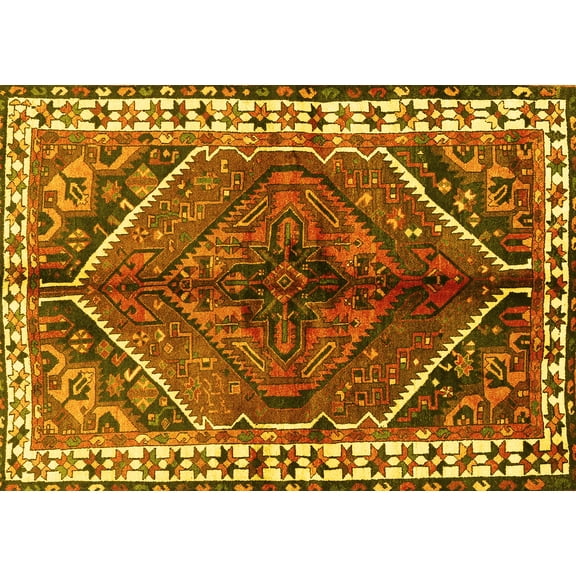 Ahgly Company Indoor Rectangle Persian Yellow Traditional Area Rugs, 5' x 7'