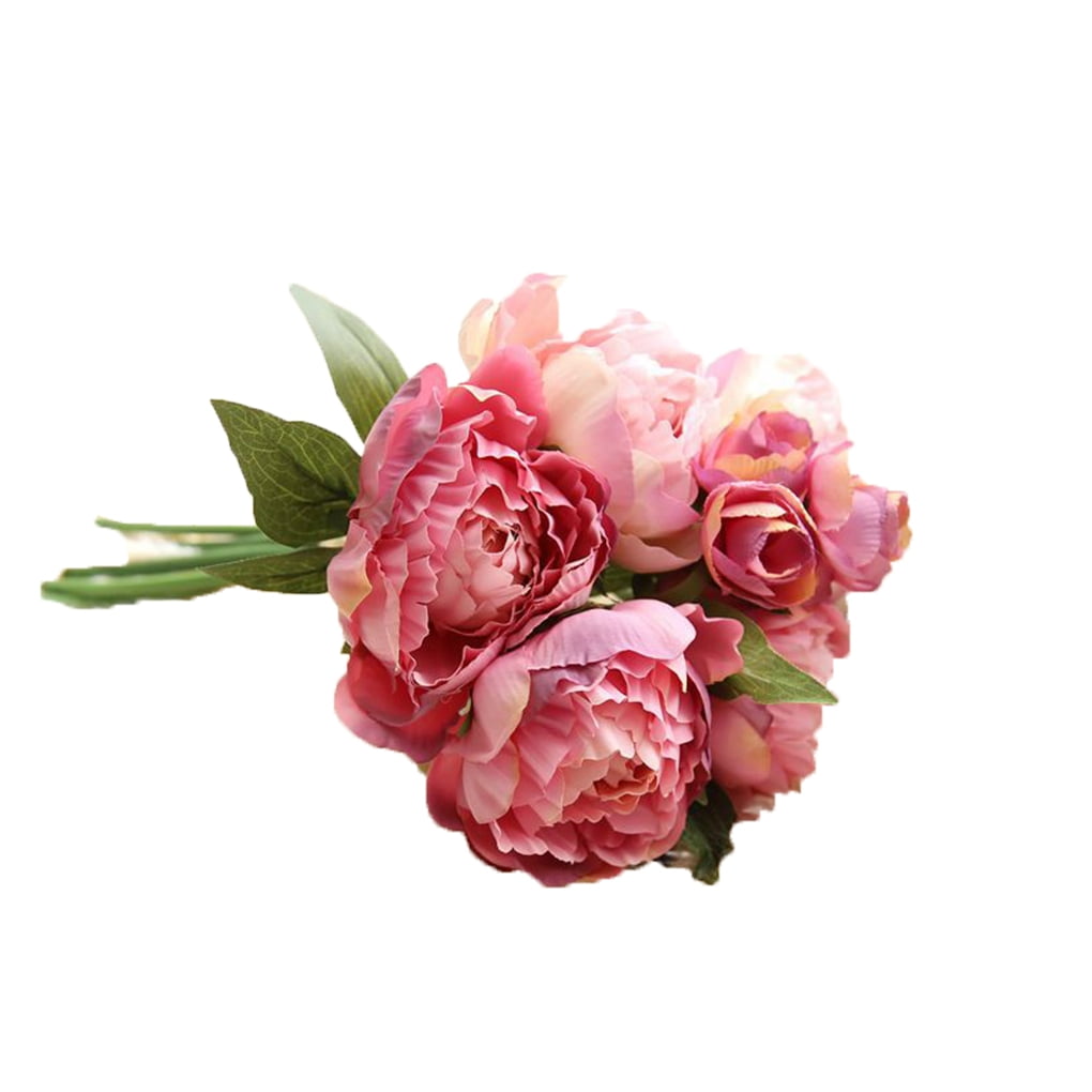 8 Heads Artificial Fake Silk Flowers Rose Peony Wedding Bouquet Home Party Decor