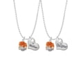 thumbnail image 1 of Delight Jewelry Hot Orange Hibiscus Flowers Spinner Mother & Daughter Heart Necklaces (Set of 2), 19"+2", 1 of 4