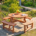 thumbnail image 2 of Outsunny Wooden Patio Dining Set, Outdoor Table and Benches Set, Brown, 2 of 10