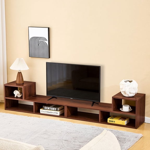 WUSCASA TV Stand for TVs up to 55 Inche, Free‑Combination Entertainment Center, Modern Media Console Table with DIY Open Storage Bookcase Shelf