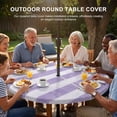 thumbnail image 2 of Round Outdoor Tablecloth with Umbrella Hole and Zipper, Purple Striped Fitted Table Cover with Elastic Edge for 45-54 Inch, Farmhouse Vintage Stripes Waterproof Patio Tablecoths for Picnic, 2 of 9