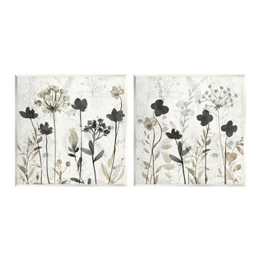 Stupell Industries Neutral Flower Hues Rustic Boho Botanical & Floral Painting Unframed Art Print Wall Art, Set of 2