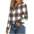 thumbnail image 4 of STETMN Women's Long Sleeve Shirts Button V Neck Plaid Top Fall Casual Office Blouses, 4 of 5