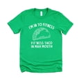 thumbnail image 2 of I'm In To Fitness T-Shirt for Men Funny Fit'Ness Taco In Mah Mouth Graphic Tee Vintage Green shirt Adult 2XL, 2 of 5
