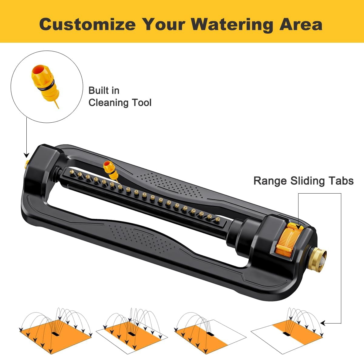 FANHAO Oscillating Sprinkler for Yard,  Covers up to 3,600 sq. ft., Durable Lawn Sprinkler with 19 Precision Nozzles