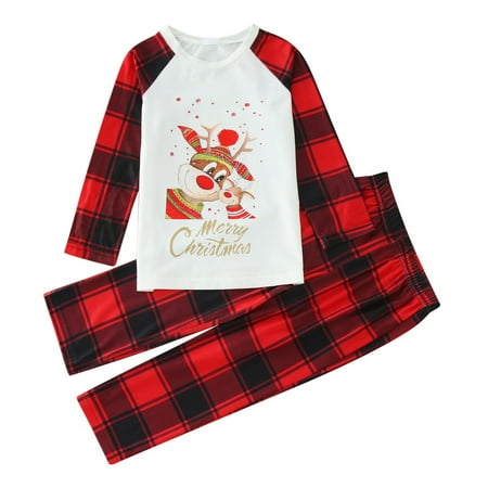 

Nomeni Christmas Pjs Letter Plaid Print Long Sleeve T Shirt Top And Pants Xmas Sleepwear Holiday Family Matching Pajamas Outfit