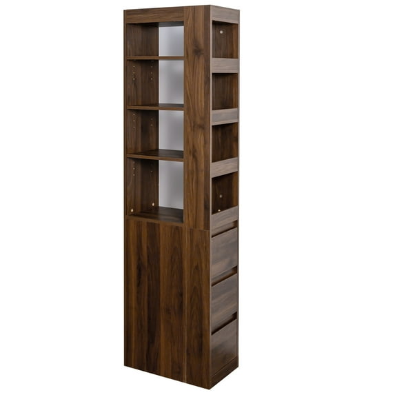 70.87 in. Tall Wood 4-Shelf Bookcase with 3 Drawers