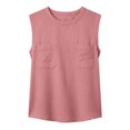 thumbnail image 7 of WRFWUL Womens Cotton Linen Tank Tops Crewneck Sleeveless Double Pocket Blouses Casual Loose Fit Summer Beach Vacation Shirts, 7 of 7