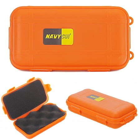 Waterproof Box For Boat HDE Waterproof Shockproof Dry Box High Visibility Orange Storage Container Case with Internal Foam Padding and O-Ring Seal Floating Hard Shell Survival Box ()