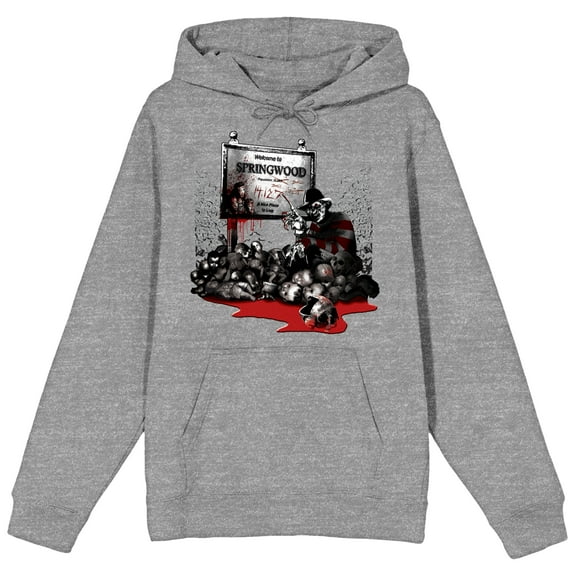 Freddy Vs. Jason Springwood Art Long Sleeve Gray Heather Women's Hooded Sweatshirt-Medium