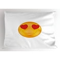 thumbnail image 1 of Love Pillow Sham Cartoon Smiley Face Hearts for Eyes Emoticon Adoration Romantic Illustration, Decorative Standard Queen Size Printed Pillowcase, 30 X 20 Inches, Marigold Red White, by Ambesonne, 1 of 2
