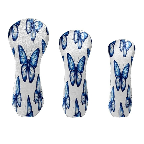 Golf Club Cover Velvet Lining Suitable for the First Wood, Fairway Wood and Hybrid Club Head Cover Golf Gifts Blue Butterfly