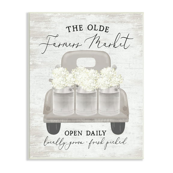 The Olde Farmer Market Vintage White Floral Truck 10 in x 15 in Framed Painting Art Print, by Stupell Home Décor
