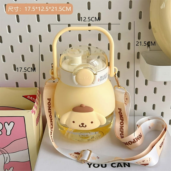 Sanrioed Kawaii Anime My Melody Cinnamoroll Cute Cartoon Kuromi Hello Kittys Small Belly Water Cup Straw Water Bottle