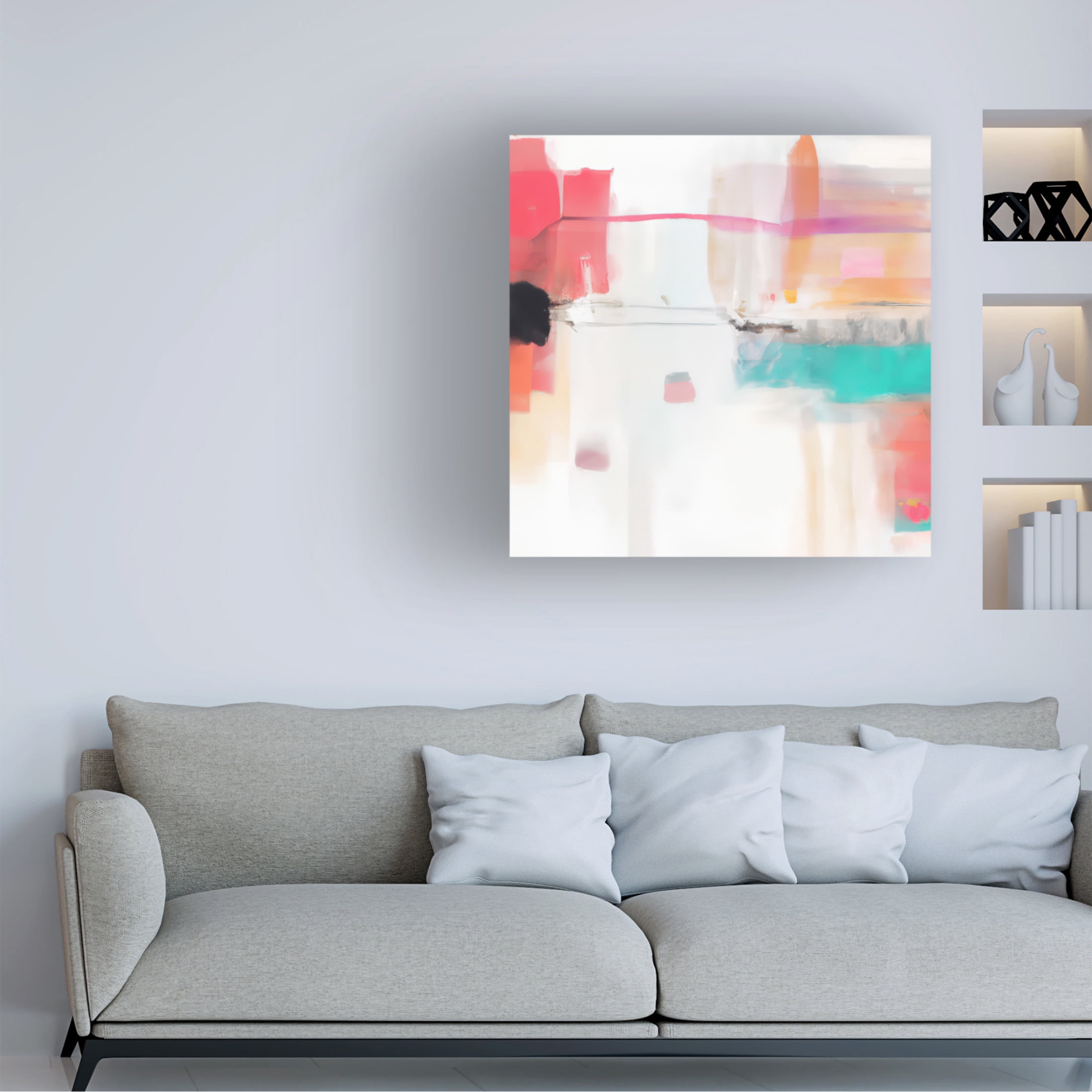 Canvas Wall Art - Tom Quartermaine 'Cute Colorful Minimalist Painting 1' Wall Art for Living Room, Bedroom, or Office Décor by Trademark Fine Art - 18 x 18 Inches