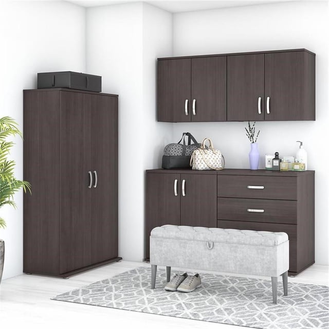 Pemberly Row 5 Piece Modular Closet Storage Set With Cabinets in Storm Gray