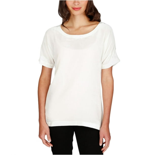 Lucky Brand Womens Velvet Contrast Embellished T-Shirt, White
