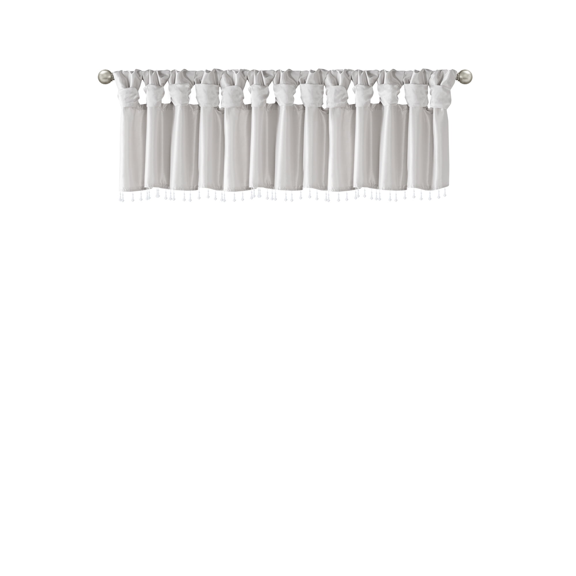 Lightweight Faux Silk Valance With Beads Silver 50x26"
