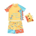 thumbnail image 3 of Shadoumai Adorable Boys Swimwear Short Sleeve Rash Guard Tee With Swim Trunks And Matching Bottoms For Kids Beach Pool, 3 of 6